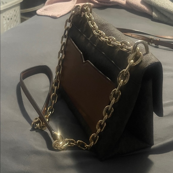 Michael Kors Brown Logo Crossbody with Tan Accent and Gold Hardware - Picture 2 of 2